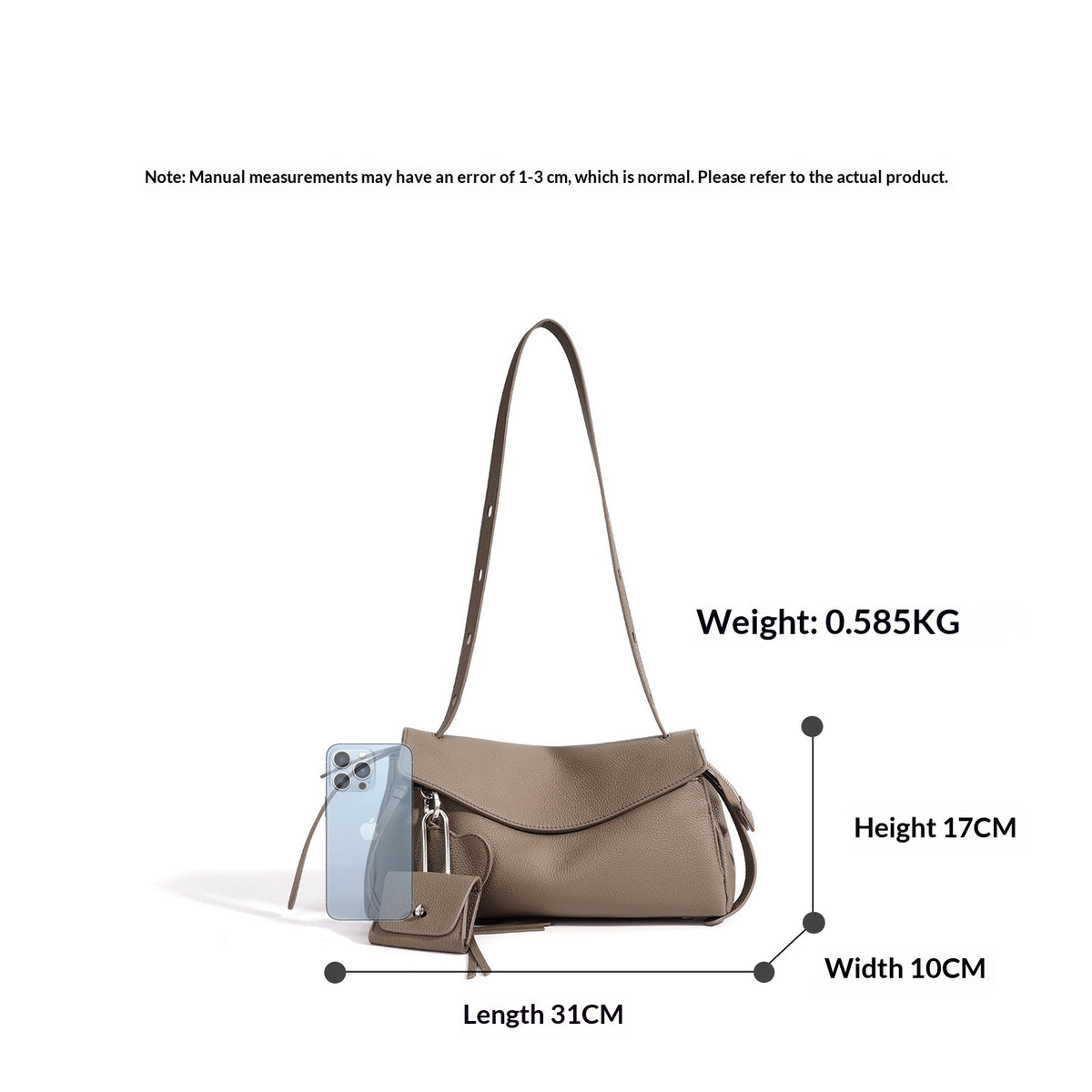 Sac bandoulière Luxe discret en cuir - vue 3