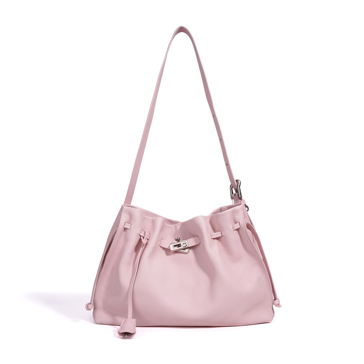 Sac seau plissé en cuir pleine fleur - vue 6