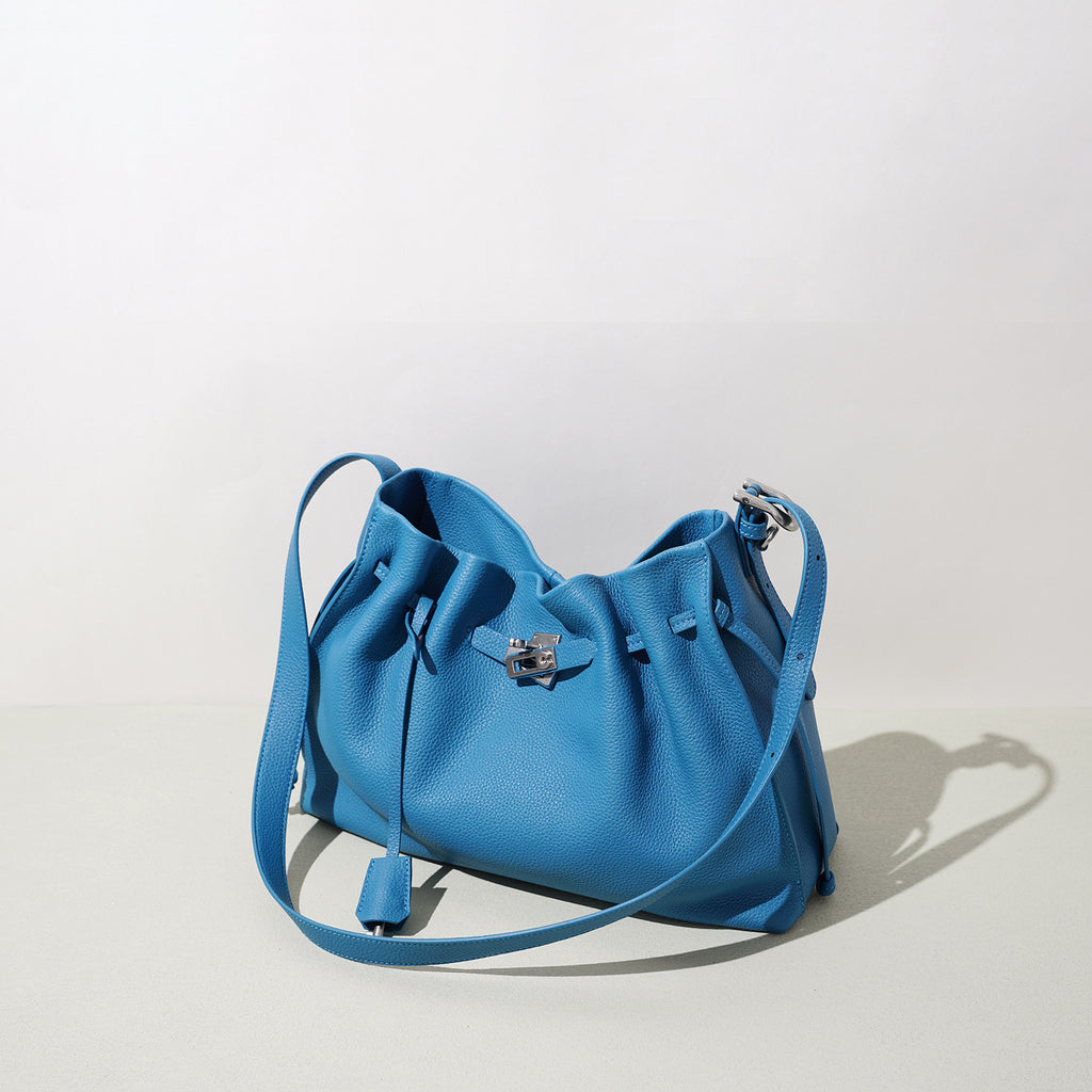 Sac seau plissé en cuir pleine fleur - vue 5