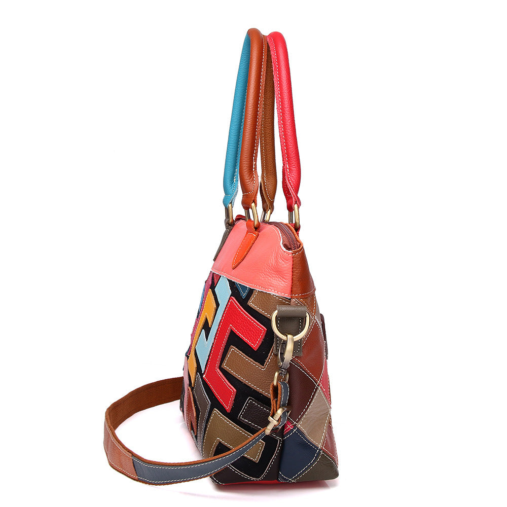 Sac patchwork en cuir à carreaux - vue 4