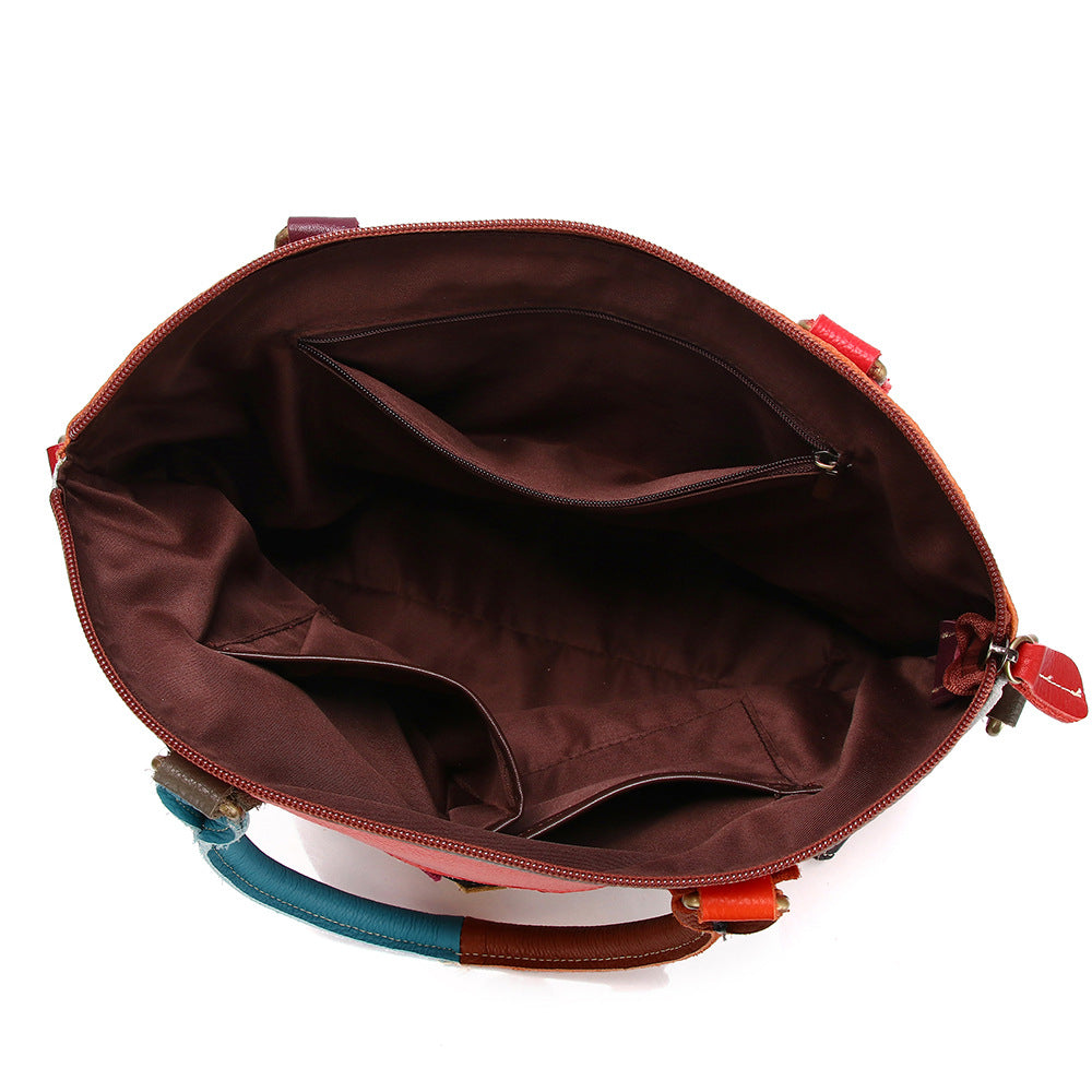 Sac patchwork en cuir à carreaux - vue 5