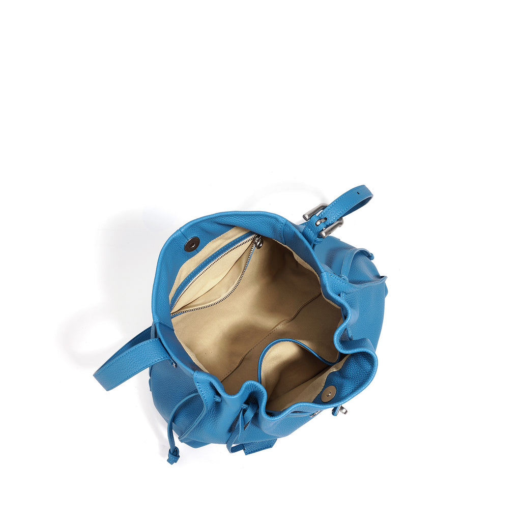Sac seau plissé en cuir pleine fleur - vue 9