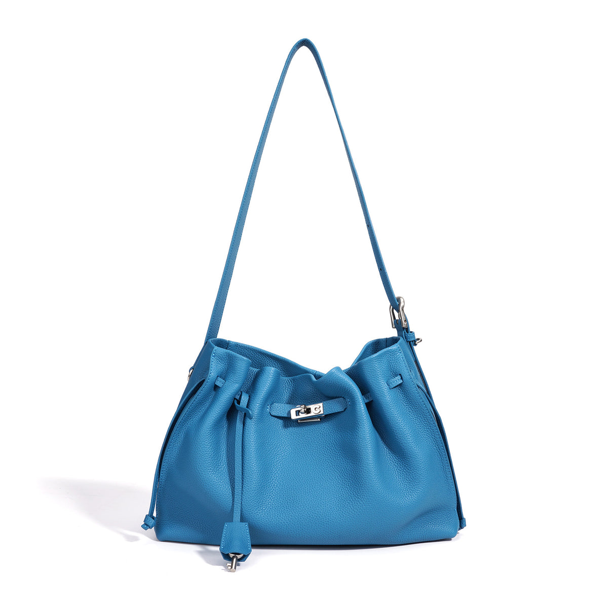 Sac seau plissé en cuir pleine fleur - vue 8