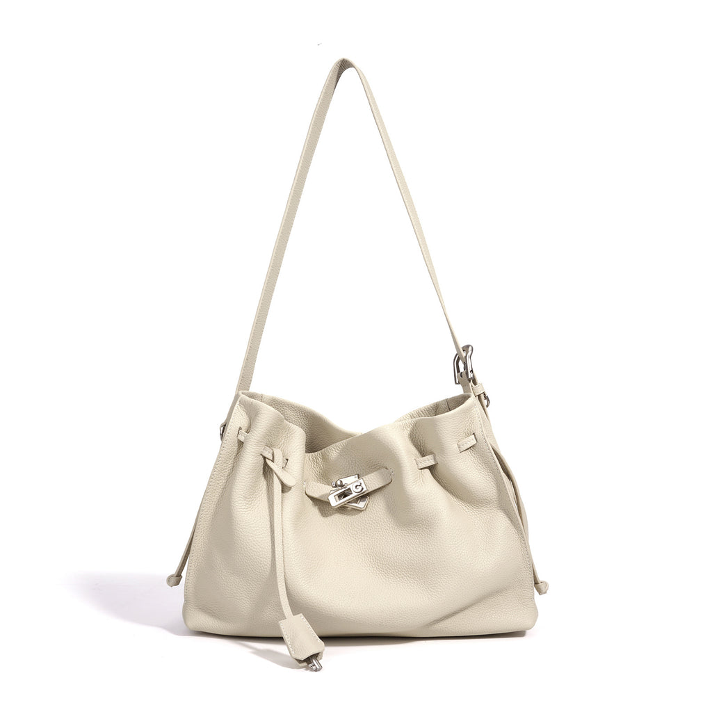 Sac seau plissé en cuir pleine fleur - vue 2